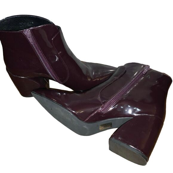 Jeffrey Campbell Ankle Booties Sz.8 Plum Block Heel patent leather Shine VGUC - Picture 9 of 15
